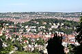 Blick über Heslach zur Karlshöhe, dahinter Stuttgart-West