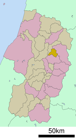 Location of Ōishida in Yamagata Prefecture