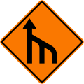 End of right lanes (form 1 lane)