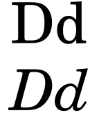 Uppercase and lowercase versions of D, in normal and italic type