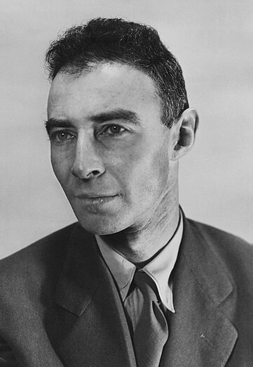 J. Robert Oppenheimer, director of the Los Alamos Laboratory during the Manhattan Project. Unknown photographer, restored by MyCatIsAChonk.