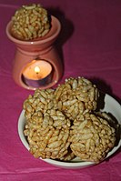 Gur mamra laddu sweets made from jaggery and puffed rice