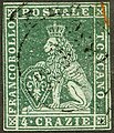 The flag of Florence on a postage stamp, 1851