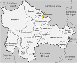 Elhelyezkedése Baden-Württemberg térképén