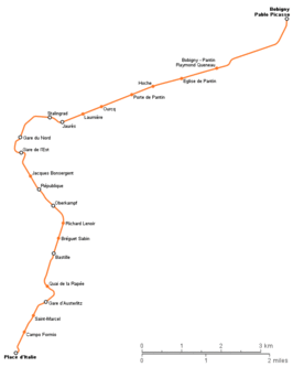 Parijse metrolijn 5 op de kaart