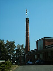 A chimney in Dannenberg converted in a radio tower and not useable as chimney any more.