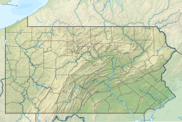 Location of Youghiogheny River Lake on the border of Pennsylvania and Maryland.