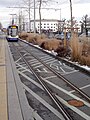 Œuvre de Sylvie Defraoui Trame et tram à Lancy, Canton de Genève, Suisse.