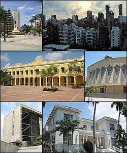 From the top: Bolivar walk, Panoramic, Aduana building, Cathedral, Caribbean Cultural Park, Republican mansion.