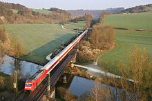 EuroNight EN 482 Kopenhagen–München auf der Strecke Treuchtlingen–Ingolstadt bei Dollnstein (2007)