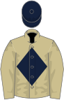 Beige, dark blue diamond and cap