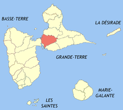 Location of the commune (in red) within Guadeloupe