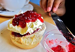 Scone with cream and jam