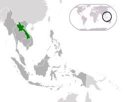 Location of Laos (green) in ASEAN (dark grey)  –  [Legend]