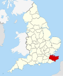 Location map of Kent, England.