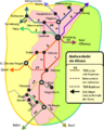 Schematische Karten zu sämtlichen TER-Regionen in Frankreich, hier Elsass