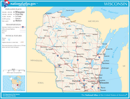 Kaart van State of Wisconsin