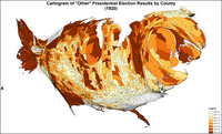 Cartogram of "other" presidential election results by county