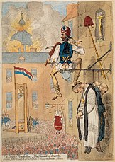 Der Gipfel der Freiheit (The Pinnacle of liberty), Karikatur von James Gillray auf die Terrorherrschaft