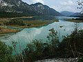 Mündung der Isar in den Sylvensteinstausee.