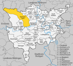 Elhelyezkedése Baden-Württemberg térképén