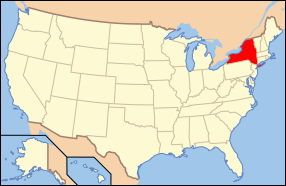 Mapa ning United States with New York highlighted