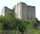 Plan rapproché sur le pan de donjon restant.