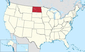 Map of the U.S. with North Dakota highlighted