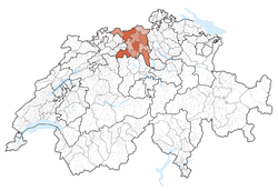 Map of Switzerland, location of کانتون آرگاو highlighted