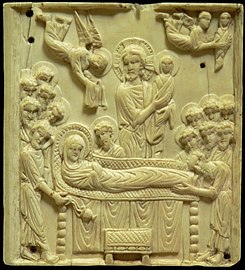 The Dormition: ivory plaque, late 10th to early 11th century (Musée de Cluny)