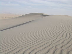 A sample of silicon dioxide as sand in a dune