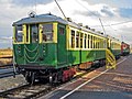 A 1922 vintage Chicago Rapid Transit Company "L" cars. This car had a trolley pole in addition to contact shoes on the trucks.