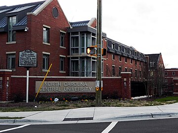 North Carolina Central University entrance seen from S. Alston Avenue