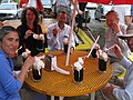 Hikers enjoying large root beer floats