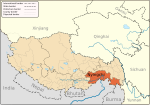 Location of Nyingchi in the Tibet Autonomous Region