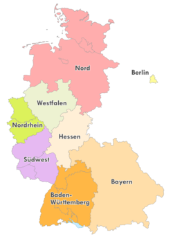 Geografische Einteilung der Oberligen zur Saison 1981/82