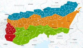 Carte des Alpes orientales avec les Alpes de Lavanttal en 46b.