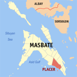 Mapa ning Masbate ampong Placer ilage