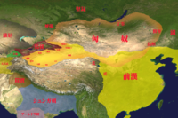 Map showing how the territories of the Han dynasty and xiongnu overlapped at different time periods.