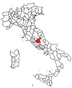 Poziția regiunii Provincia di Rieti