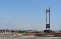 Welcome sign at the entrance to the town