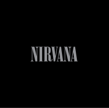 Black square with the gray word "NIRVANA" in the center