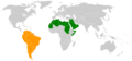 a Map of the Arab League and Lain America