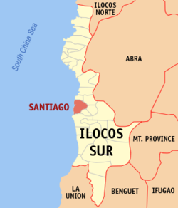 Map of Ilocos Sur with Santiago highlighted