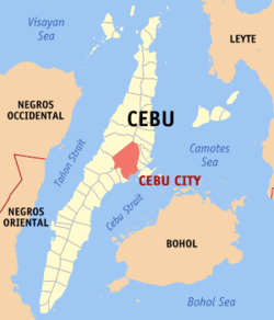 Cebu Cityn sijainti Cebun saarella