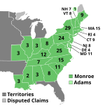 Electoral map, 1820 election