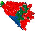 The front lines in 1994, at the end of the Bosniak-Croat war and after the signing of the Washington Agreement