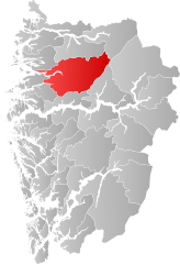 Lage der Kommune in der Provinz Vestland