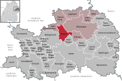 Elhelyezkedése Baden-Württemberg térképén