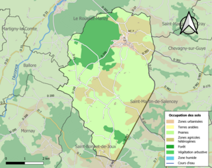 Carte en couleurs présentant l'occupation des sols.